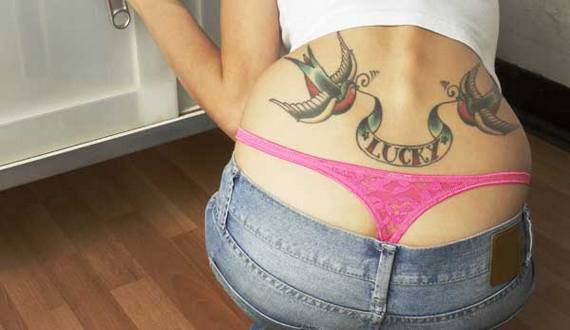 Public girl tattoo panties